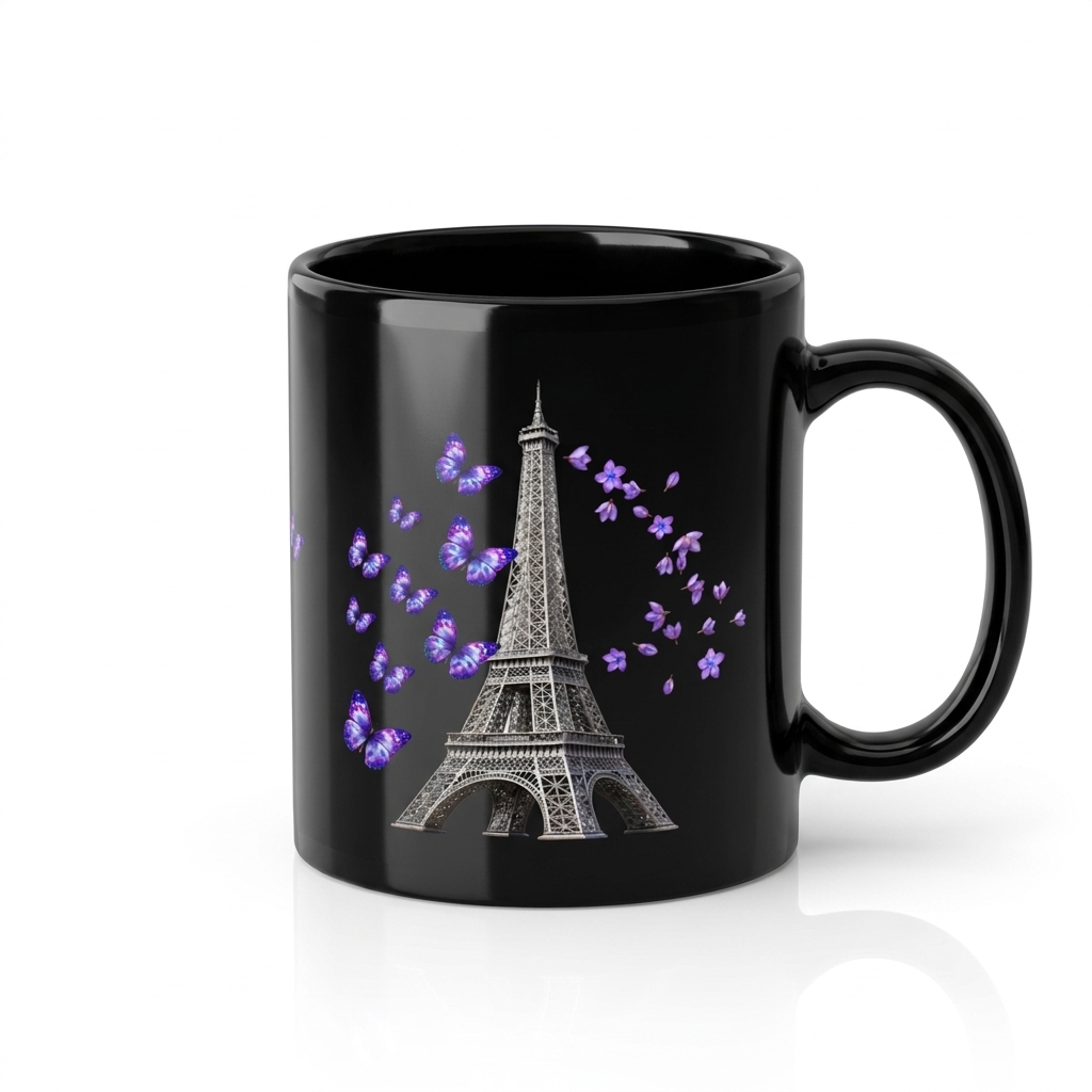 tsgabrielle® • Paris - Torre Eiffel • Caneca Brilhante • Preta • Cerâmica • 2 Tamanhos - View 12