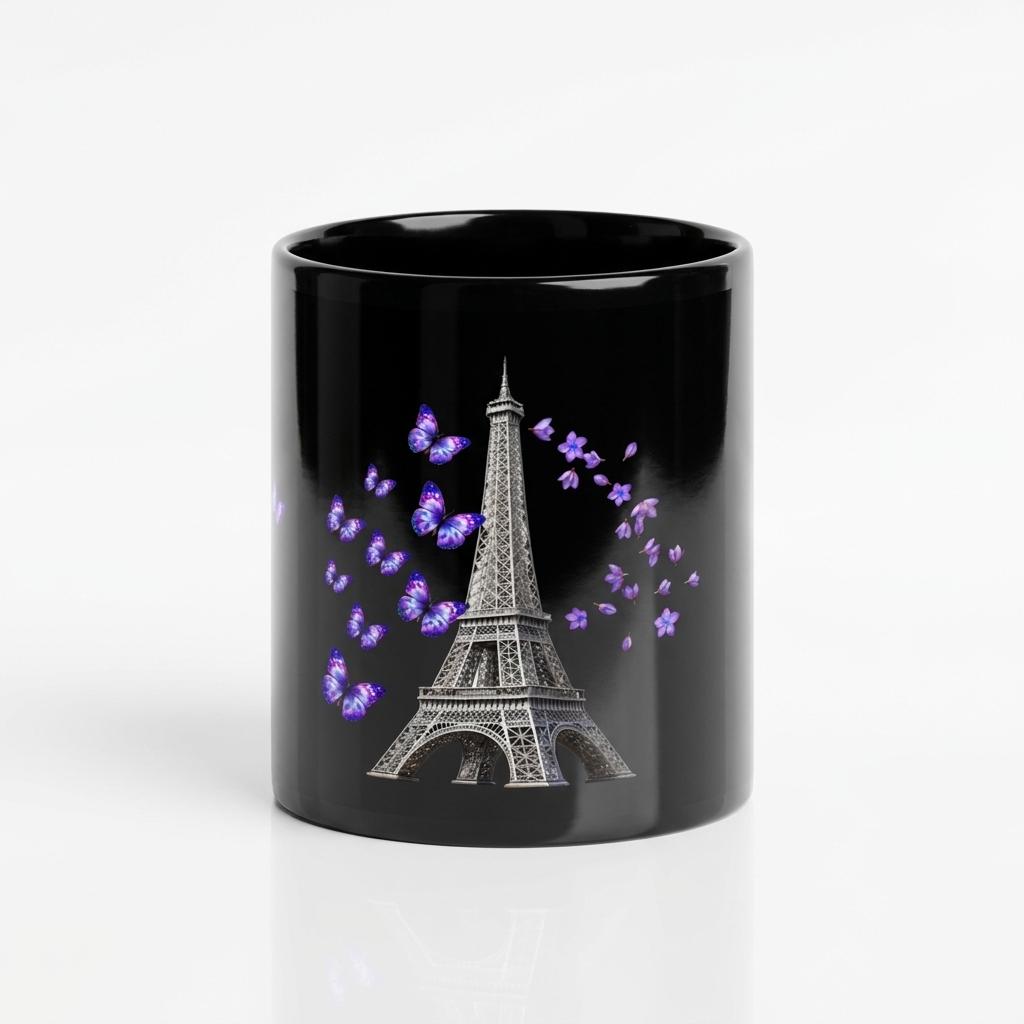 tsgabrielle® • Paris - Torre Eiffel • Caneca Brilhante • Preta • Cerâmica • 2 Tamanhos - View 14