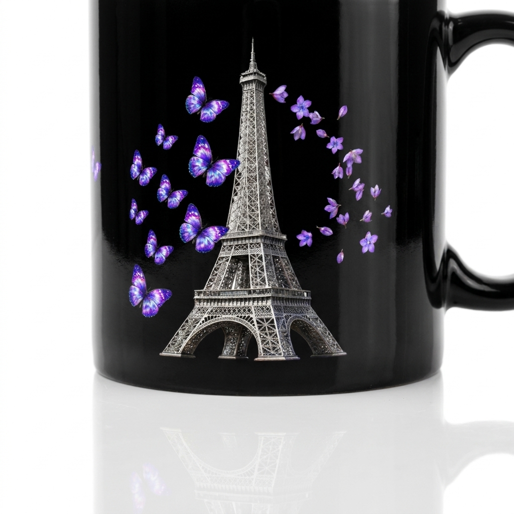 tsgabrielle® • Paris - Torre Eiffel • Caneca Brilhante • Preta • Cerâmica • 2 Tamanhos - View 17