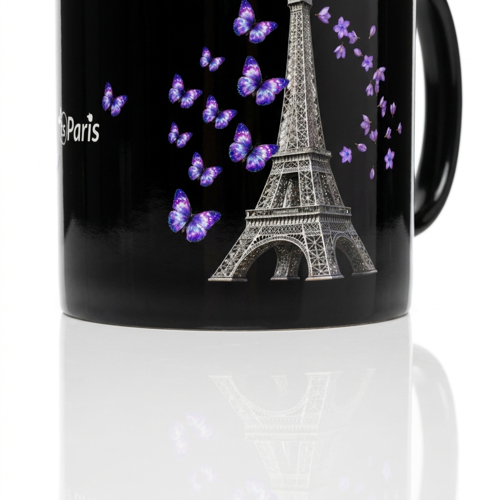 tsgabrielle® • Paris - Torre Eiffel • Caneca Brilhante • Preta • Cerâmica • 2 Tamanhos - View 24