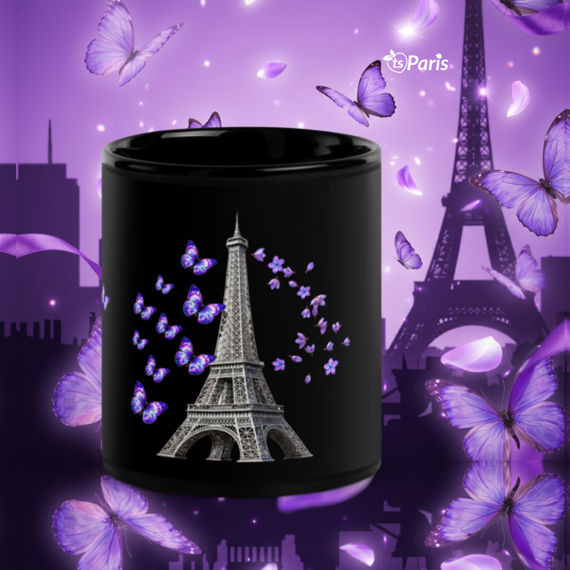 tsgabrielle® • Paris - Torre Eiffel • Caneca Brilhante • Preta • Cerâmica • 2 Tamanhos - View 28