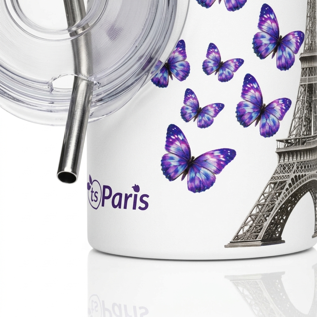 tsgabrielle® • Paris - Torre Eiffel • Copo Térmico • Aço Inoxidável • Branco • 20 oz - View 6