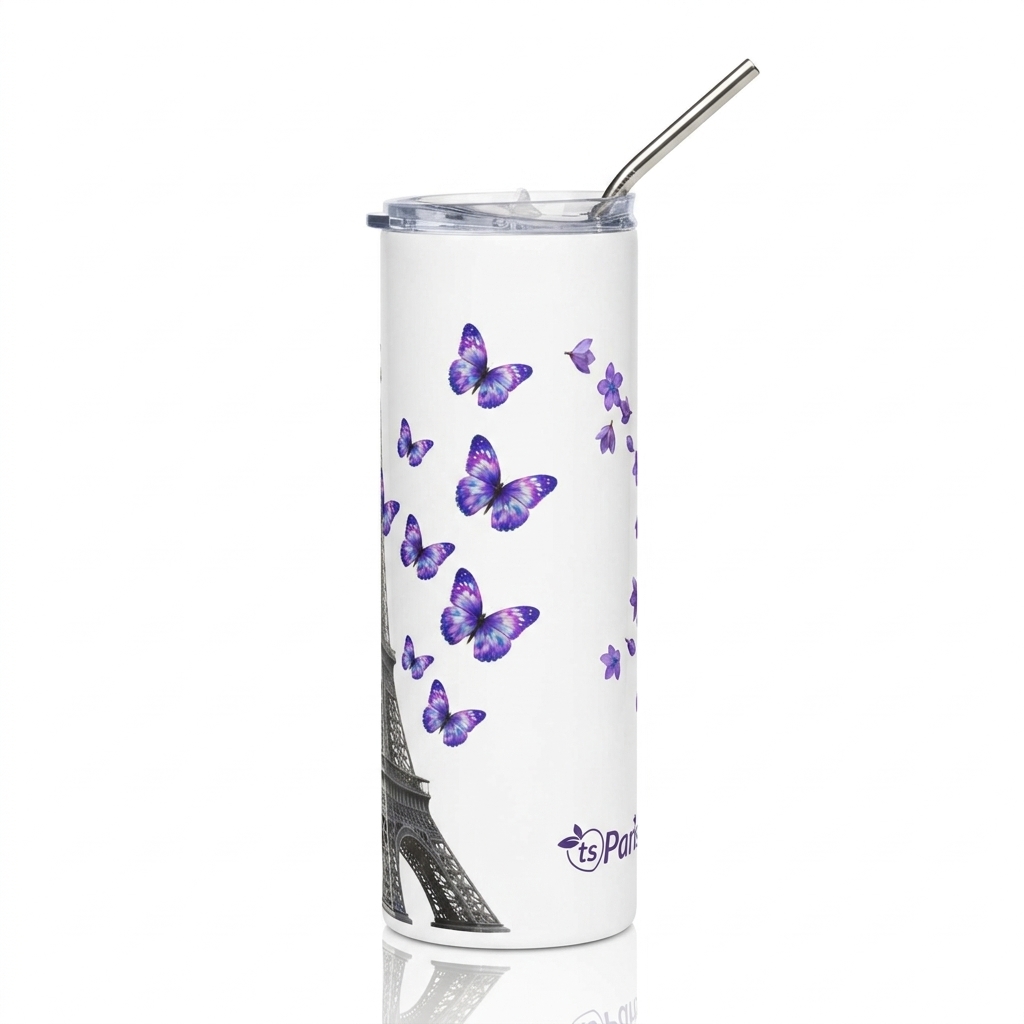 tsgabrielle® • Paris - Torre Eiffel • Copo Térmico • Aço Inoxidável • Branco • 20 oz - View 7
