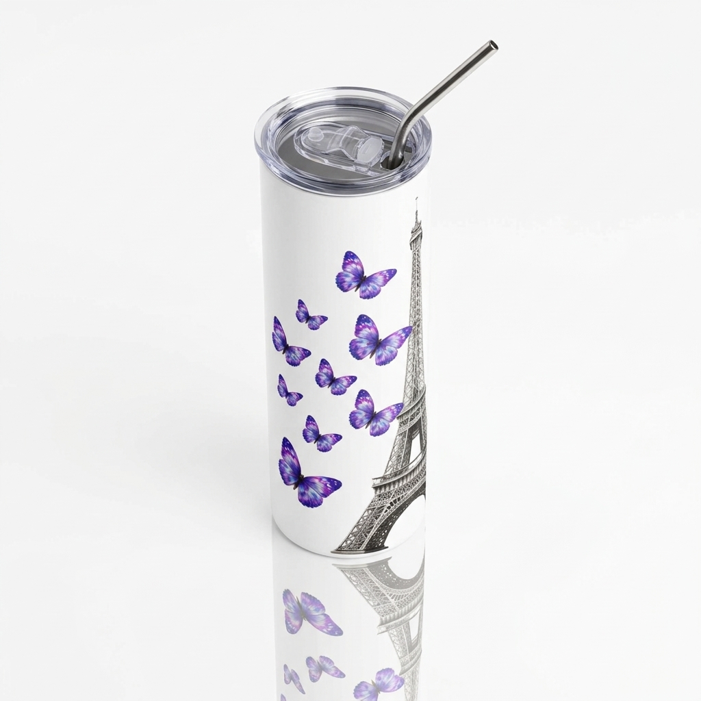 tsgabrielle® • Paris - Torre Eiffel • Copo Térmico • Aço Inoxidável • Branco • 20 oz - View 8