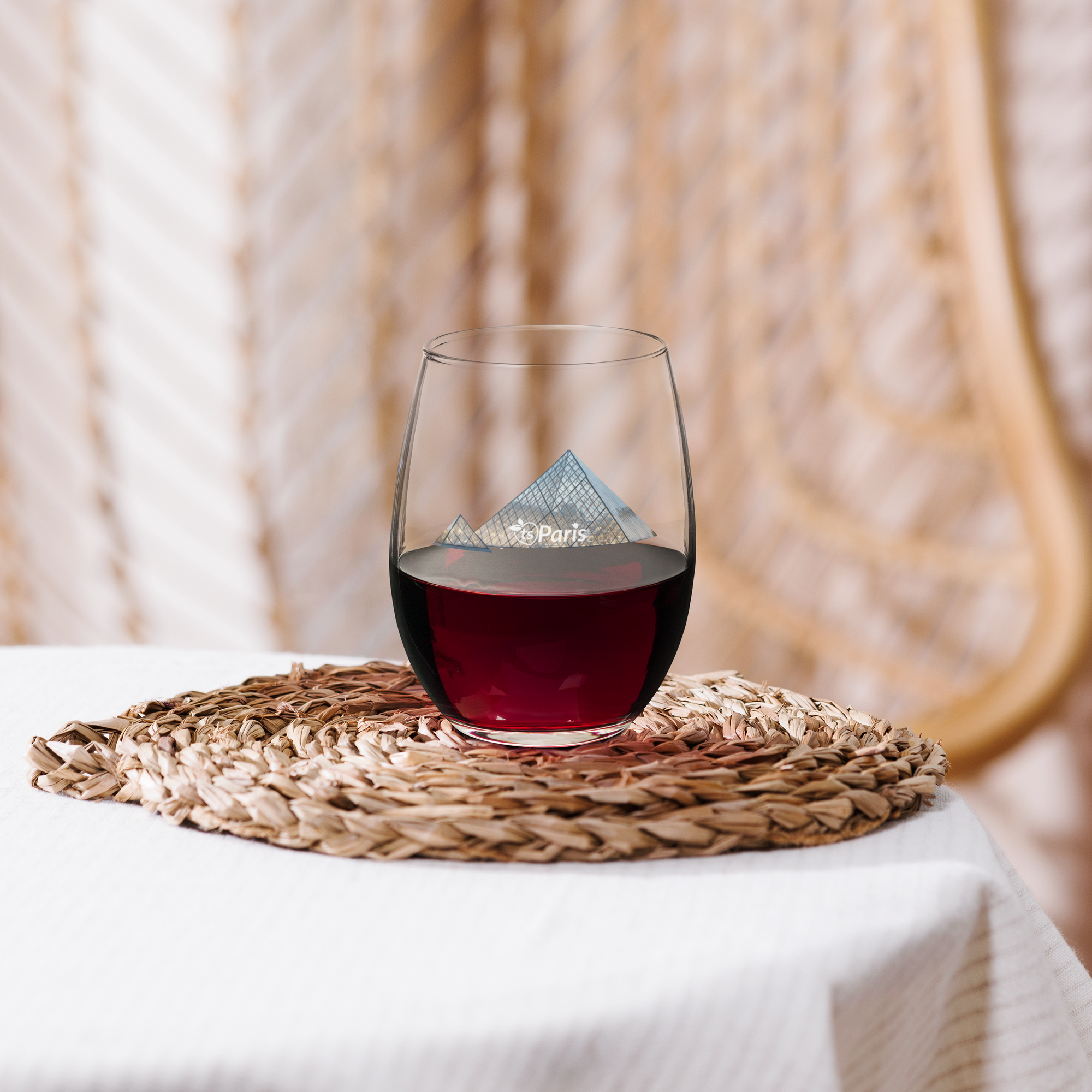tsgabrielle® • Paris – Pirâmide do Louvre • Taça de Vinho Sem Pé • 15 oz - View 9