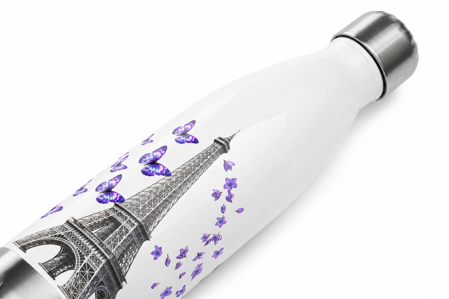 tsgabrielle® • Paris - La Torre Eiffel • Garrafa de Água • Branco • Aço Inoxidável • 17 oz - View 11