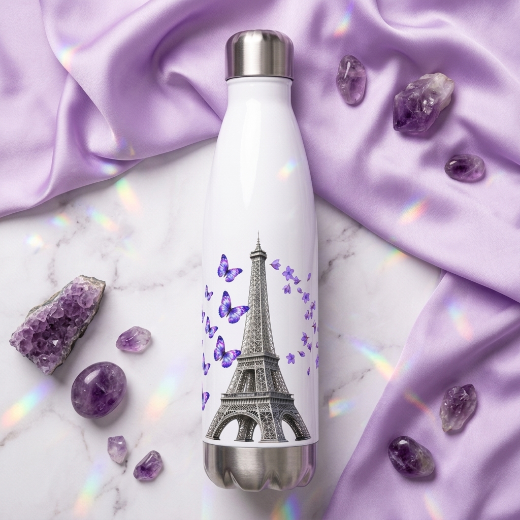 tsgabrielle® • Paris - La Torre Eiffel • Garrafa de Água • Branco • Aço Inoxidável • 17 oz - View 13