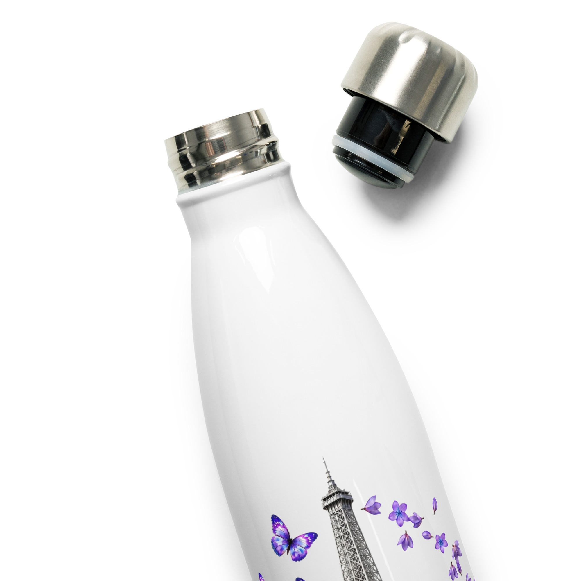 tsgabrielle® • Paris - La Torre Eiffel • Garrafa de Água • Branco • Aço Inoxidável • 17 oz - View 6