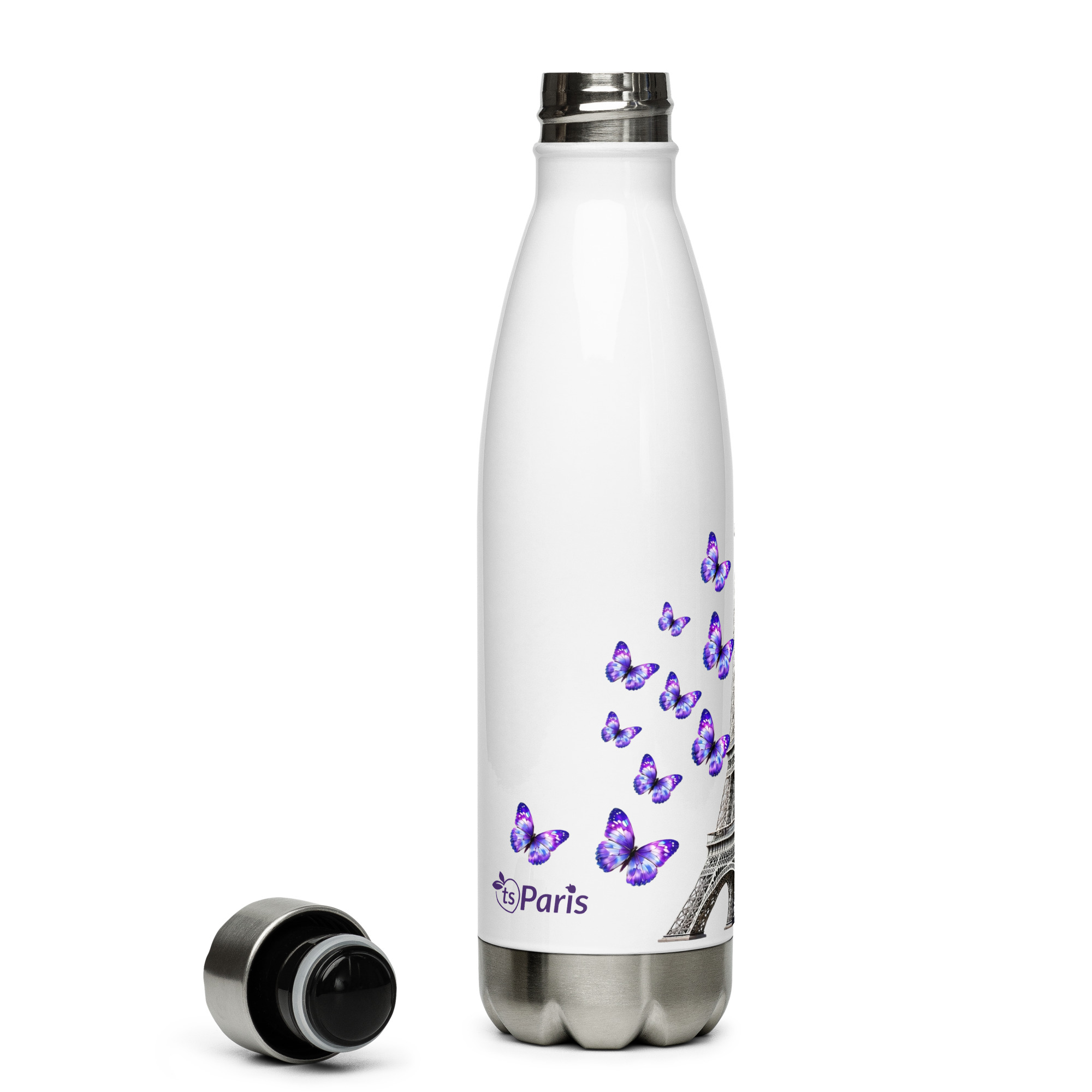tsgabrielle® • Paris - La Torre Eiffel • Garrafa de Água • Branco • Aço Inoxidável • 17 oz - View 10