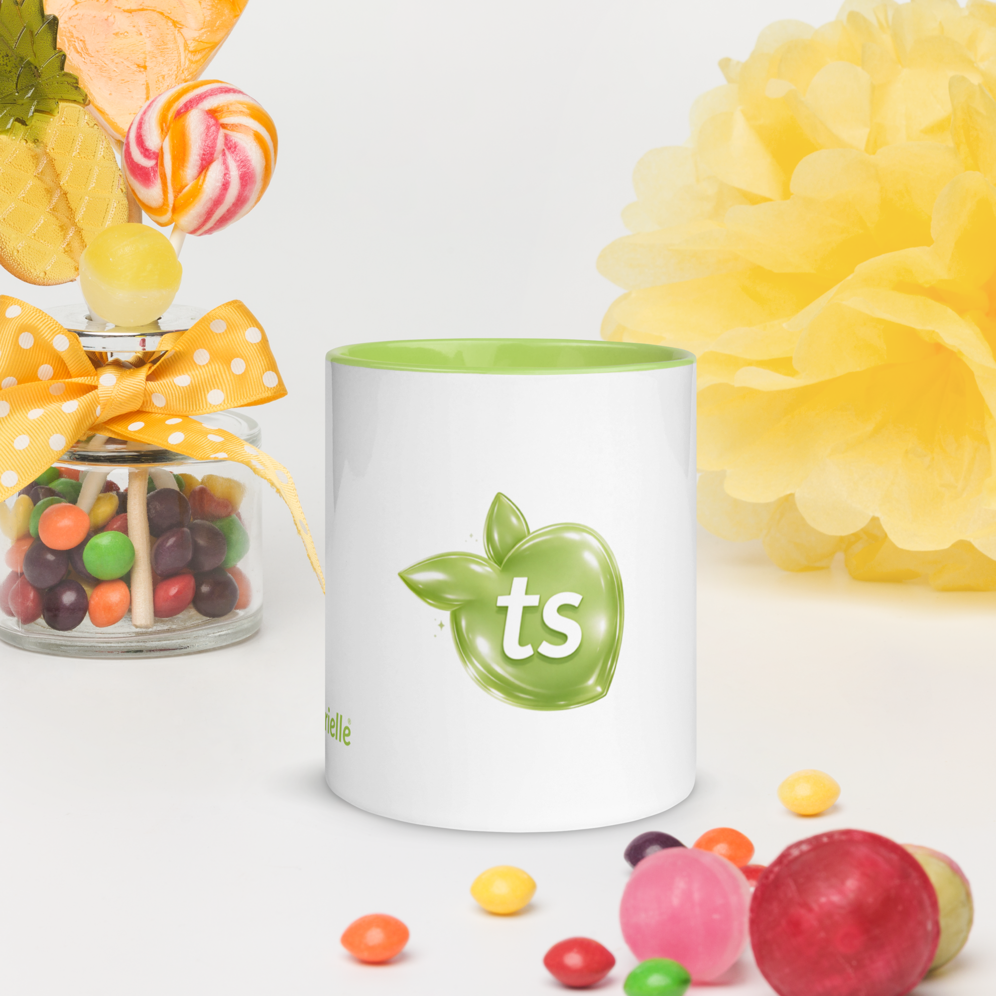 tsgabrielle® • Caneca com Interior Verde-limão • Cerâmica • 11 oz - View 9